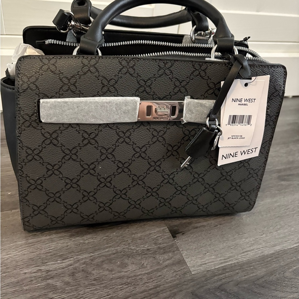NWT Nine West Maribel Jet Black Satchel